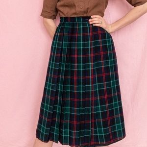 VINTAGE Plaid Wool Wrap Pleated Skirt